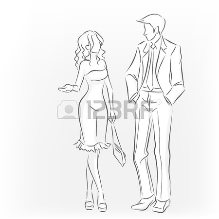 450x450 Standing Elegant Woman And Man In Suit In Full Length. They'Re