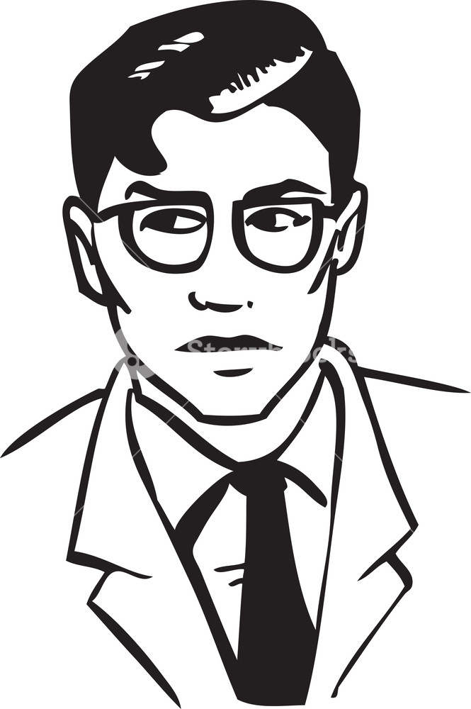 665x1000 Illustration Of A Retro Man With Glasses. Royalty Free Stock Image