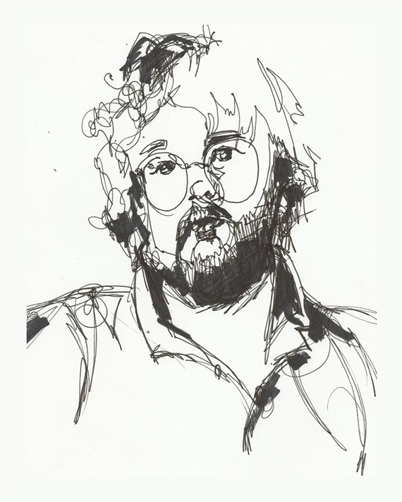 570x712 Ink Gesture Drawing Man Glasses Portrait 8x10 By Cleverfigstudios