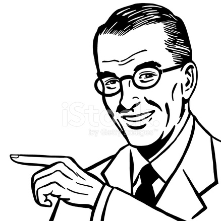 438x439 Man Wearing Glasses Pointing Stock Vector