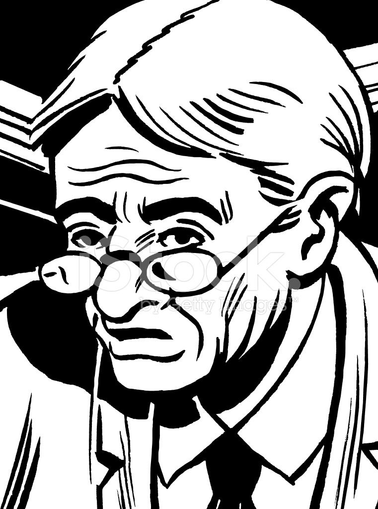 761x1024 Old Man Wearing Glasses Stock Vector