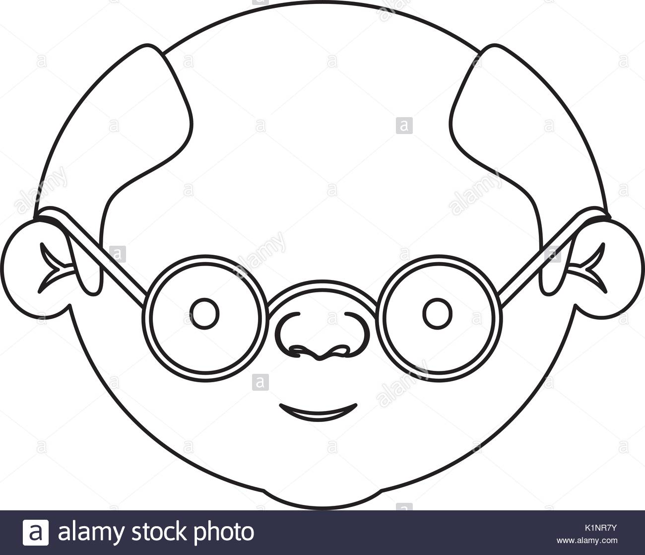 1300x1118 Sketch Silhouette Of Face Bald Elderly Man With Glasses Stock