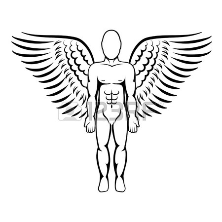 450x450 Man With Wings. Angel Figure. Vector Illustration. Royalty Free