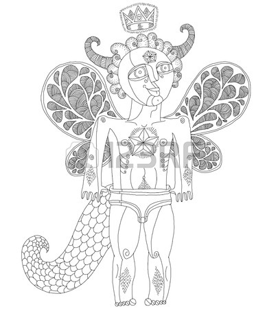 405x450 Vector Hand Drawn Graphic Illustration Of Weird Creature, Cartoon