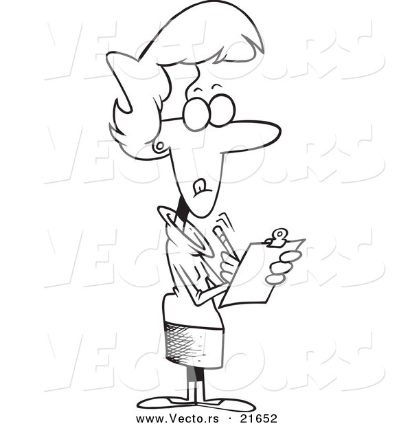 600x620 Vector Of A Cartoon Female Manager Using A Clip Board