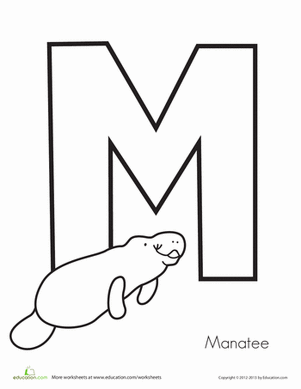 301x389 M Is For Manatee Manatee, Coloring Worksheets And Worksheets
