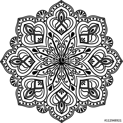 500x500 Drawing Of A Abstract Vector With Floral Round Lace Mandala