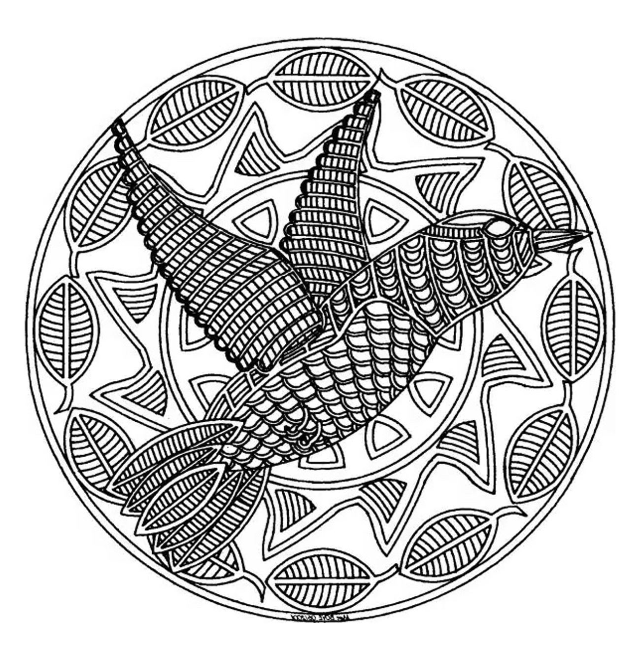 1299x1338 Free Mandalas Page To Color Animals Free Bird