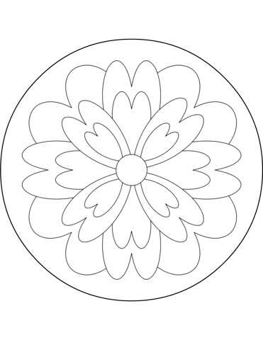 371x480 Easy Mandala With Flower Coloring Page Free Printable Coloring Pages