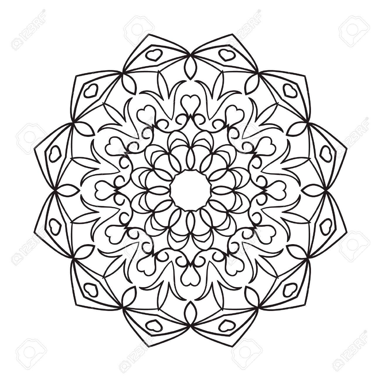1300x1300 Mandala. Black Drawing Isolated On White. Design For Coloring