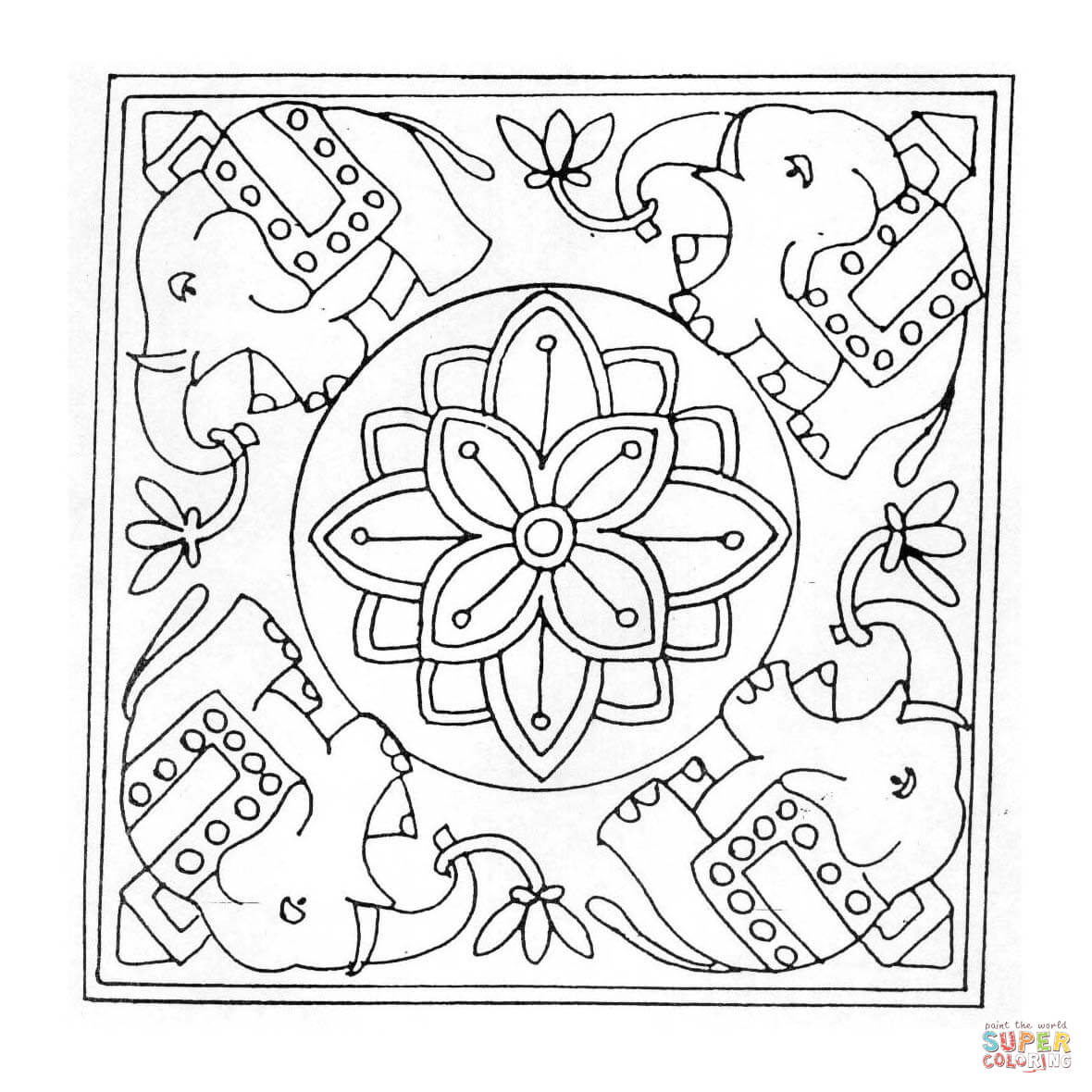 1180x1180 Elephant Mandala Coloring Page Free Printable Coloring Pages