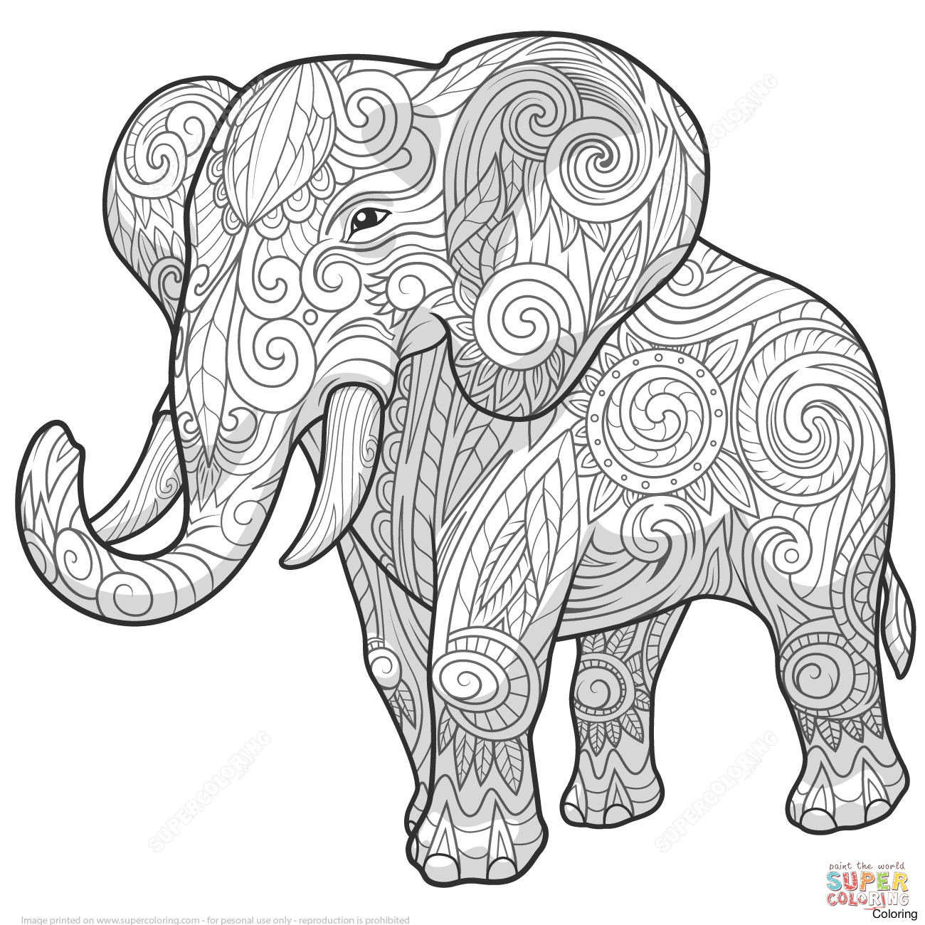 1300x1300 Printable Elephant Coloring Pages For Adults Mandala 6f Adult Diaiz