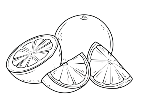 480x358 Two Oranges, One Whole And The Other Cut It Pieces Coloring Page