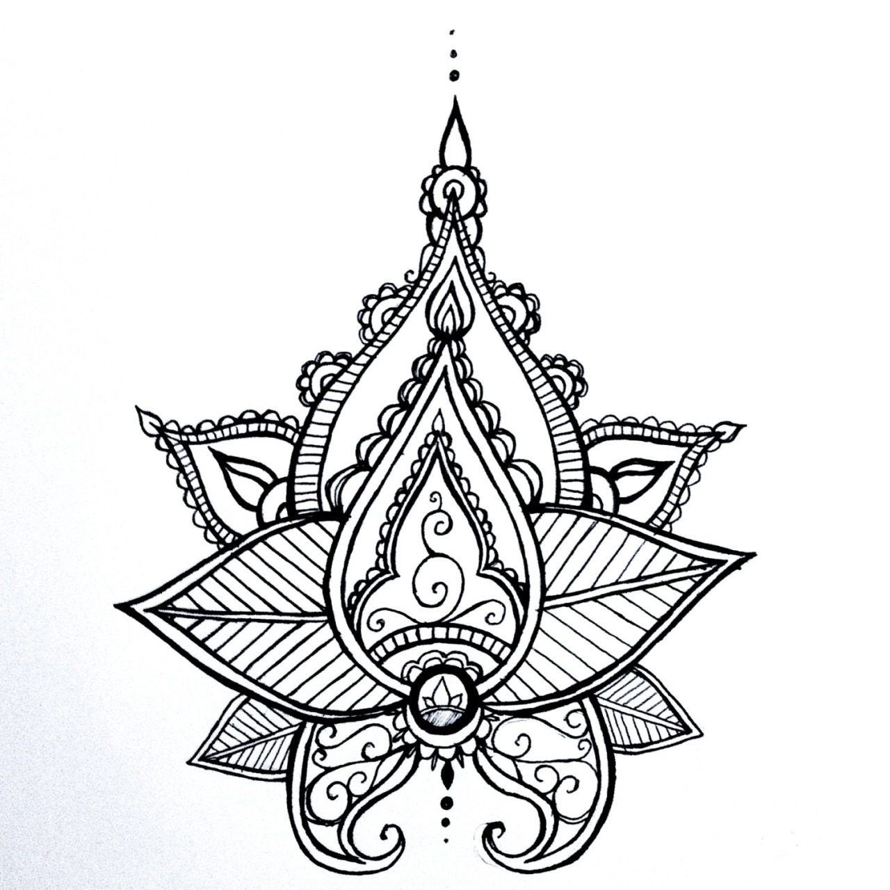 1280x1280 Illustrations Lotus Mandala Temporary Tattoo Henna Style Hand
