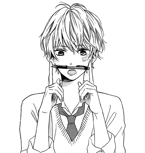 500x530 Anime Boy, , Manga Boy, , Black And White, , Pen Anime