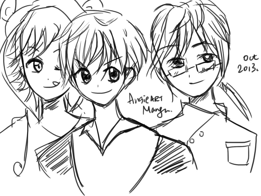1024x768 Draw Three Manga Boys By Angiewaiwai