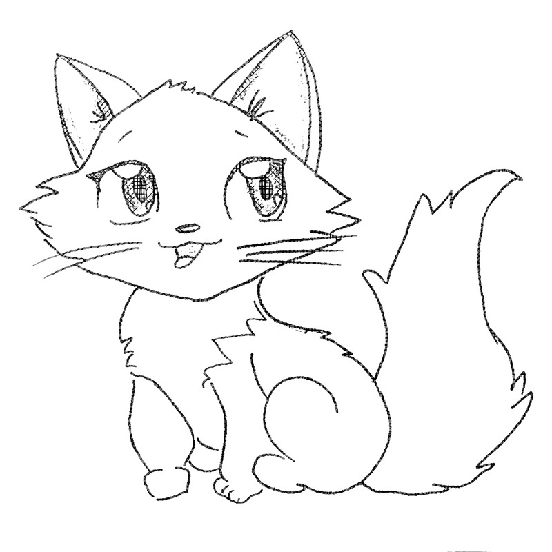 Manga Cat Drawing at GetDrawings | Free download