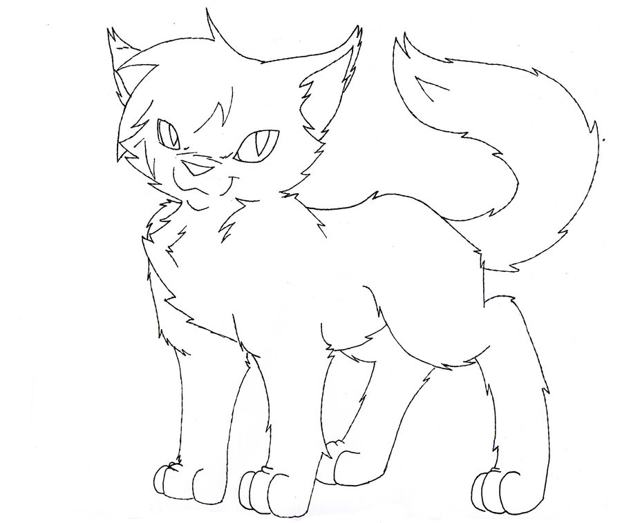 900x758 Warrior Cat Lineart By Thrushfeather