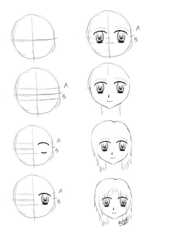 600x776 Drawing How To Draw An Anime Face Step By Step With How To Draw