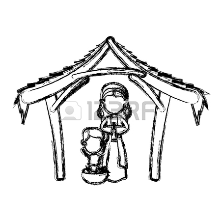450x450 Christmas Baby Jesus Manger Image Vector Illustration Royalty Free