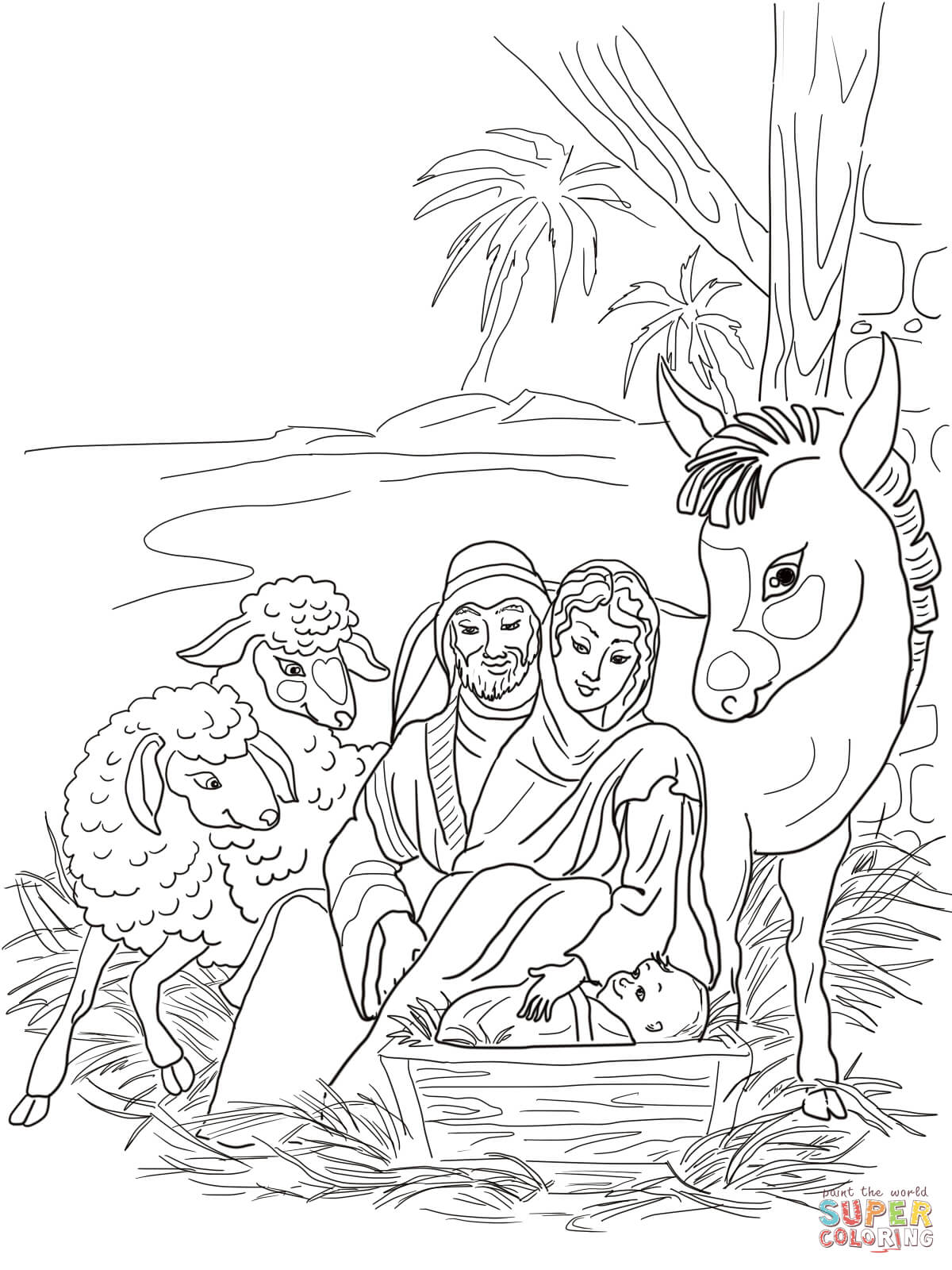 1200x1600 Baby Jesus Manger Scene Coloring Page Free Printable Coloring Pages