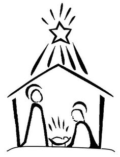236x308 This Nativity Scene Is Drawn With Minimal, Black Outlines, Showing