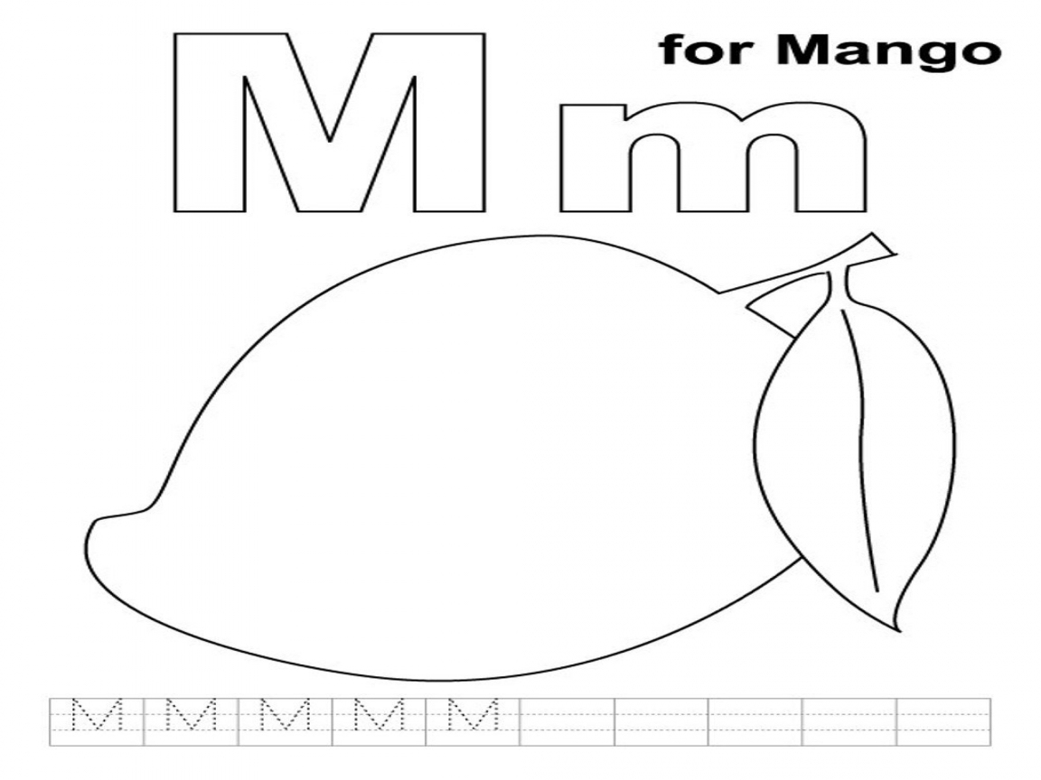 1152x864 M Coloring Pages Pictures Mango Alphabet Is