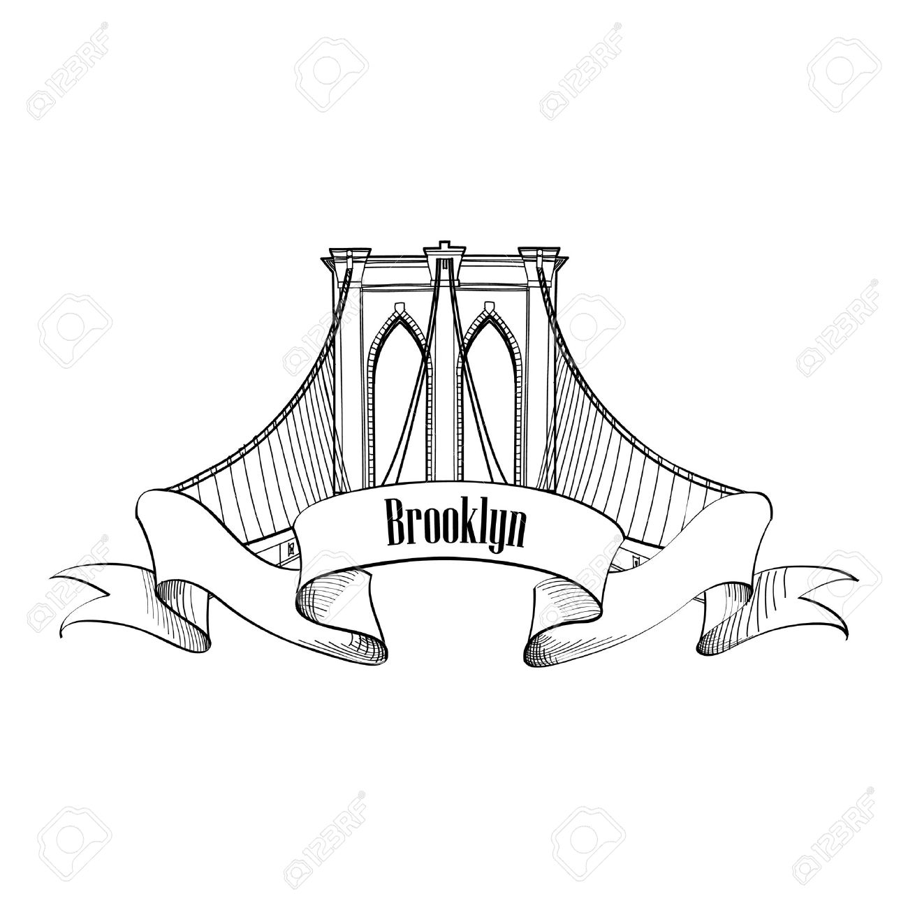 1300x1300 New York Brooklyn Bridge Symbol Royalty Free Cliparts, Vectors