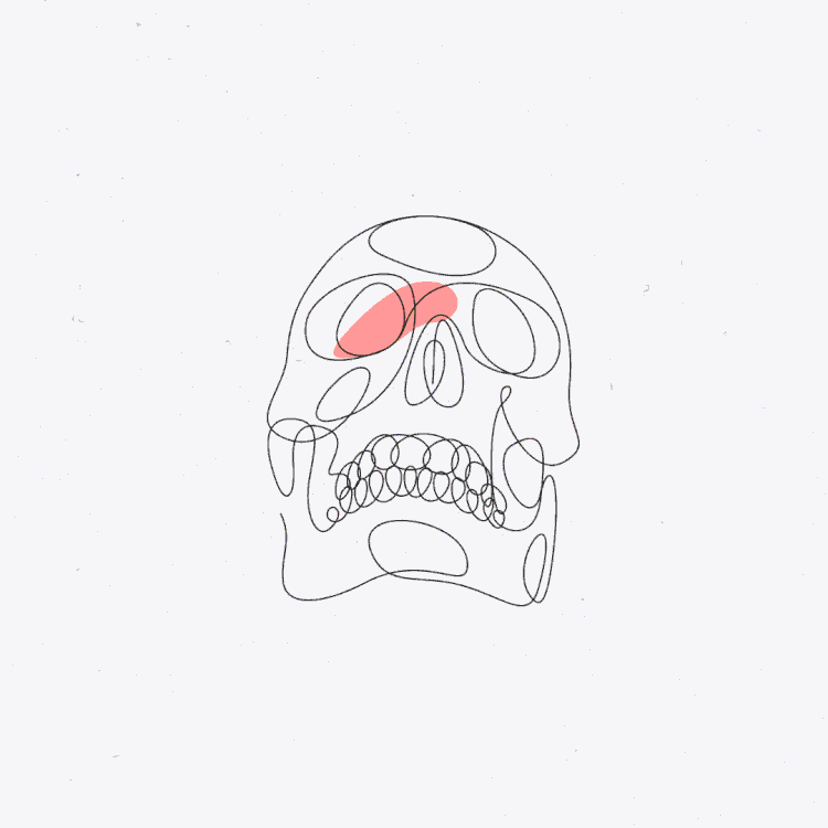 750x750 One Line Drawings Skull Animation, Single Line Illustration Gif By