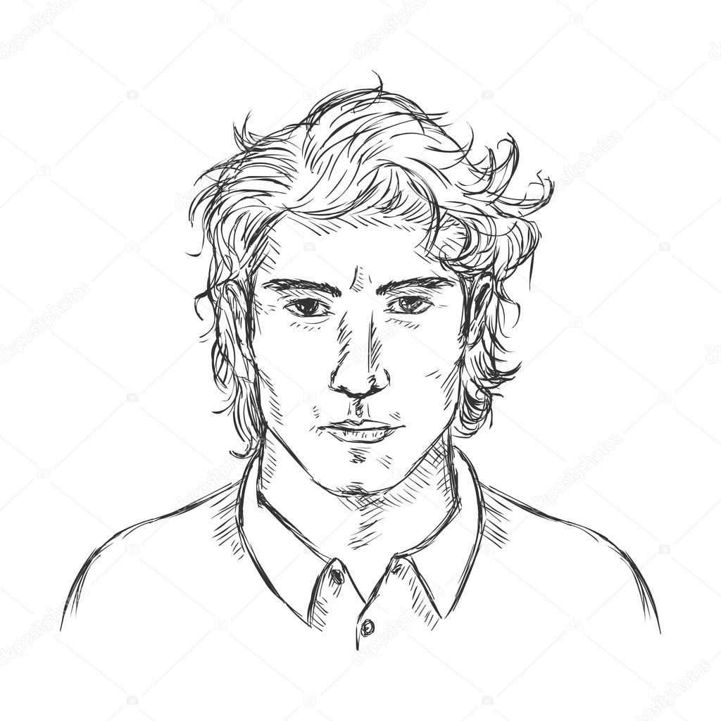 1024x1024 Single Sketch Male Face. Stock Vector Nikiteev
