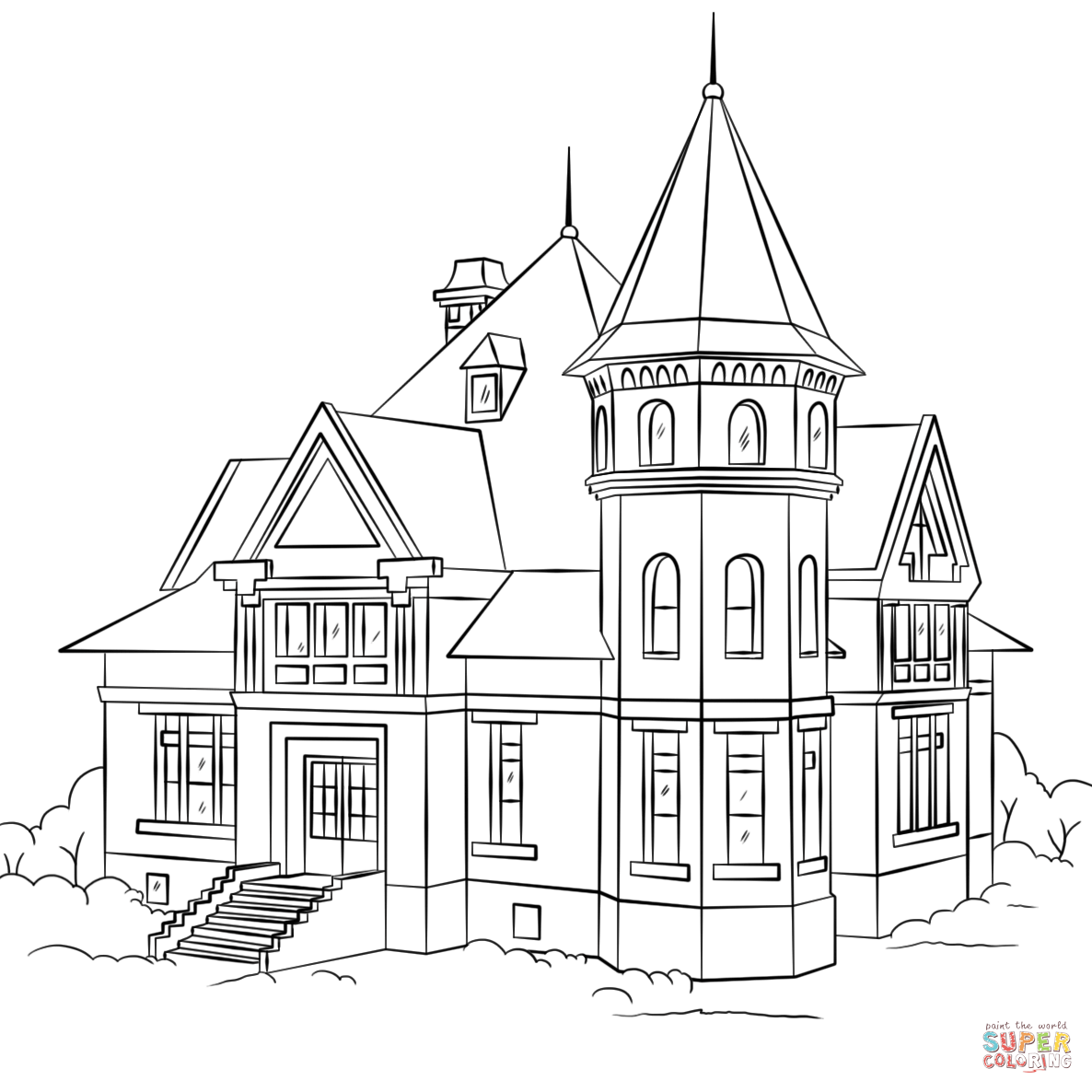 1186x1186 Victorian House Coloring Page Free Printable Coloring Pages