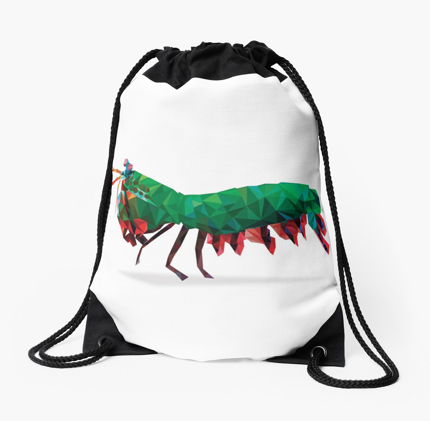 1435x1404 Geometric Abstract Peacock Mantis Shrimp Drawstring Bags By