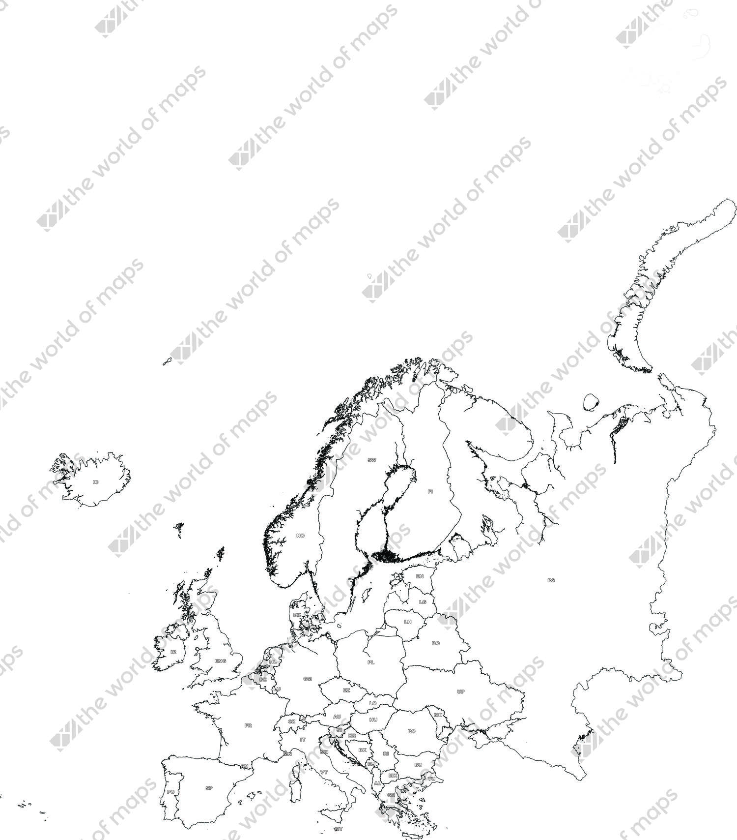 1500x1708 Digital Map Europe (Free) The World
