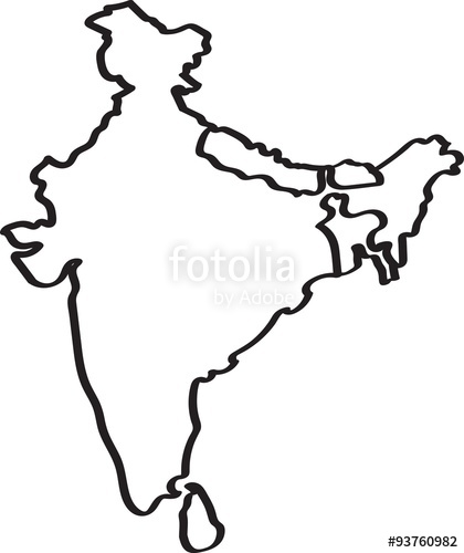 420x500 Freehand India And Nearby Countries Map Sketch On White Background