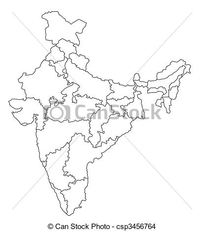 414x470 An Outlined Map Of India. All Isolated On White Background