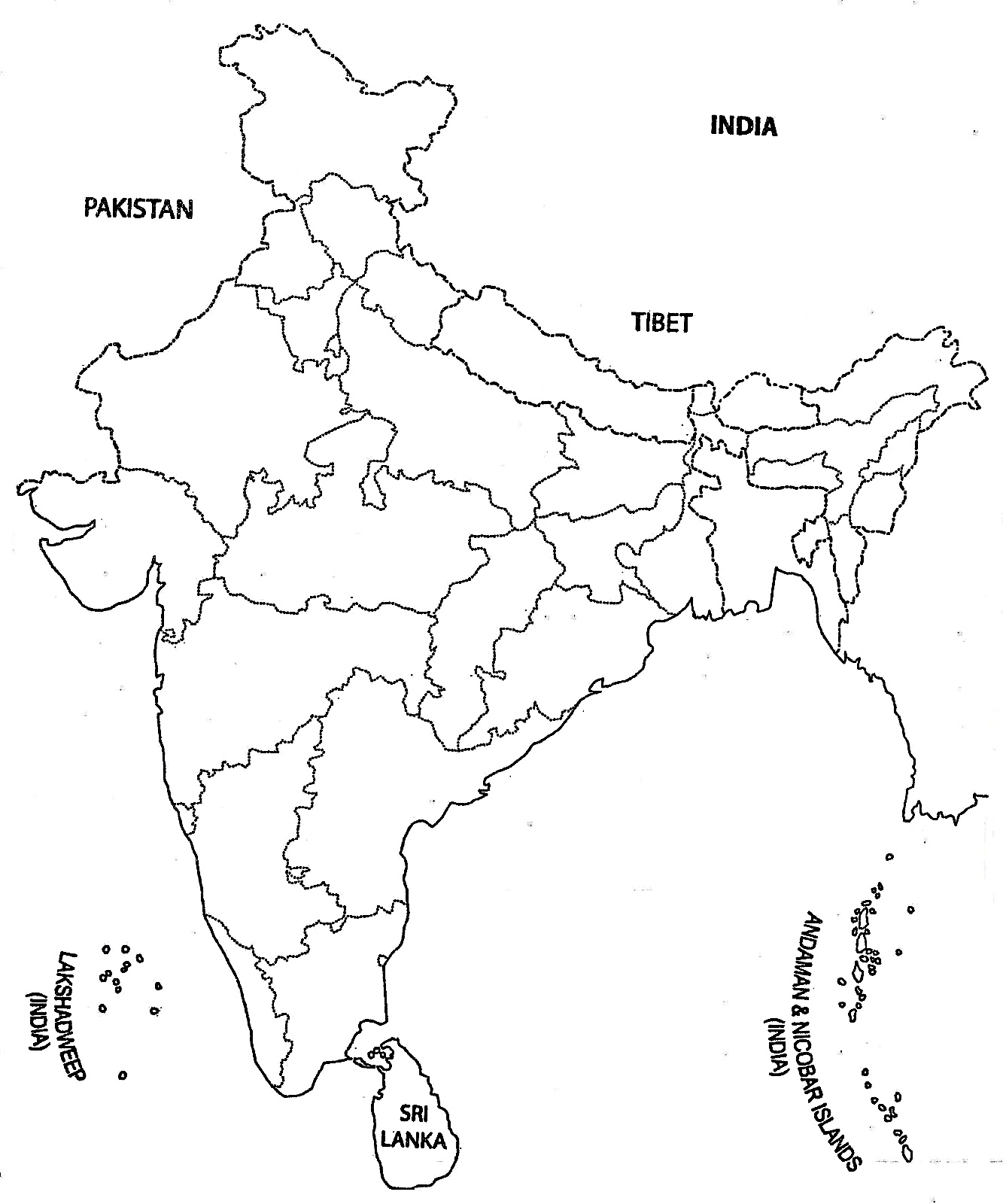 1333x1600 India Map Outline A4 Size Map Of India With States