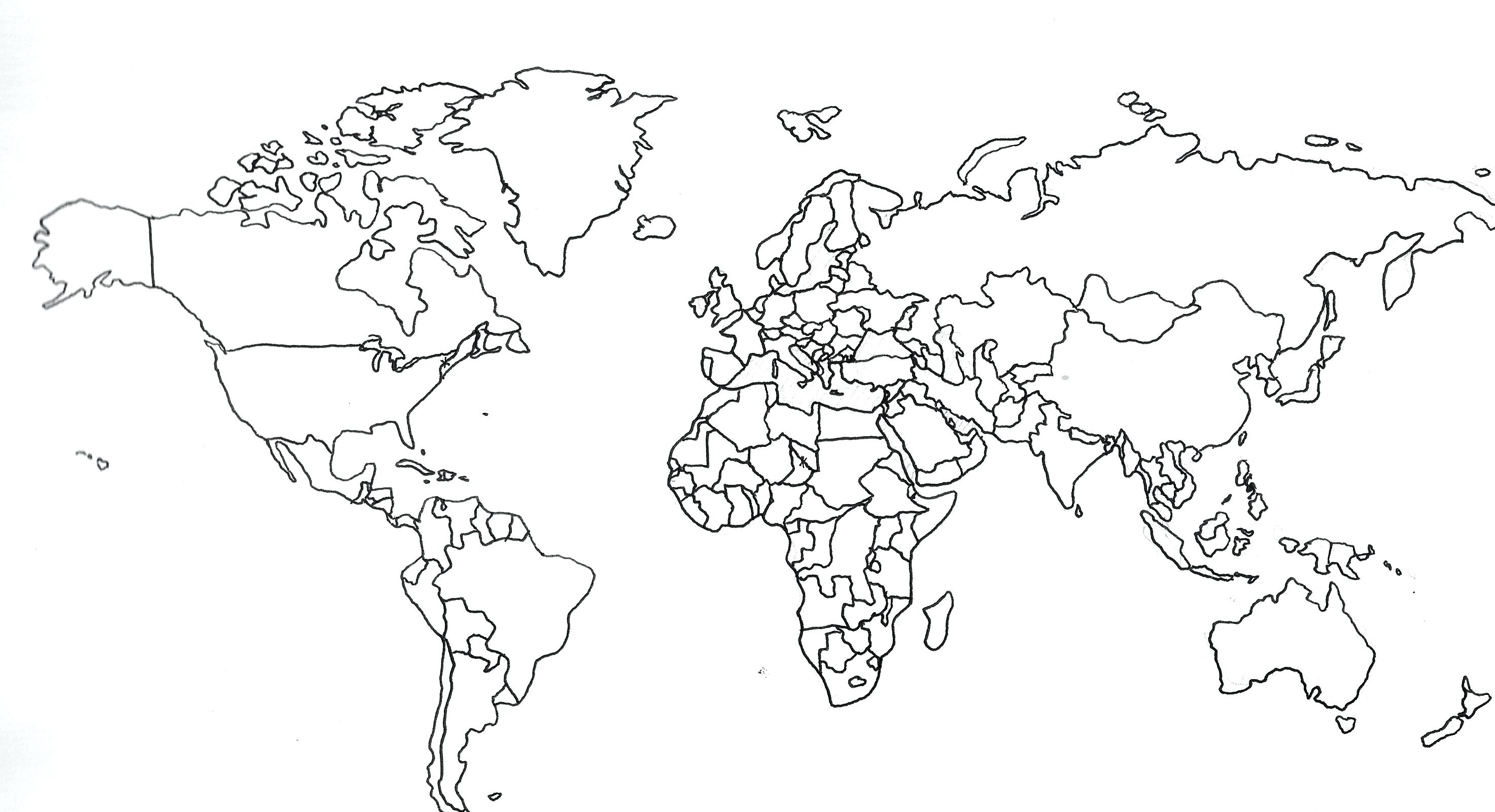 2947x1601 Printable Simple World Map Printable
