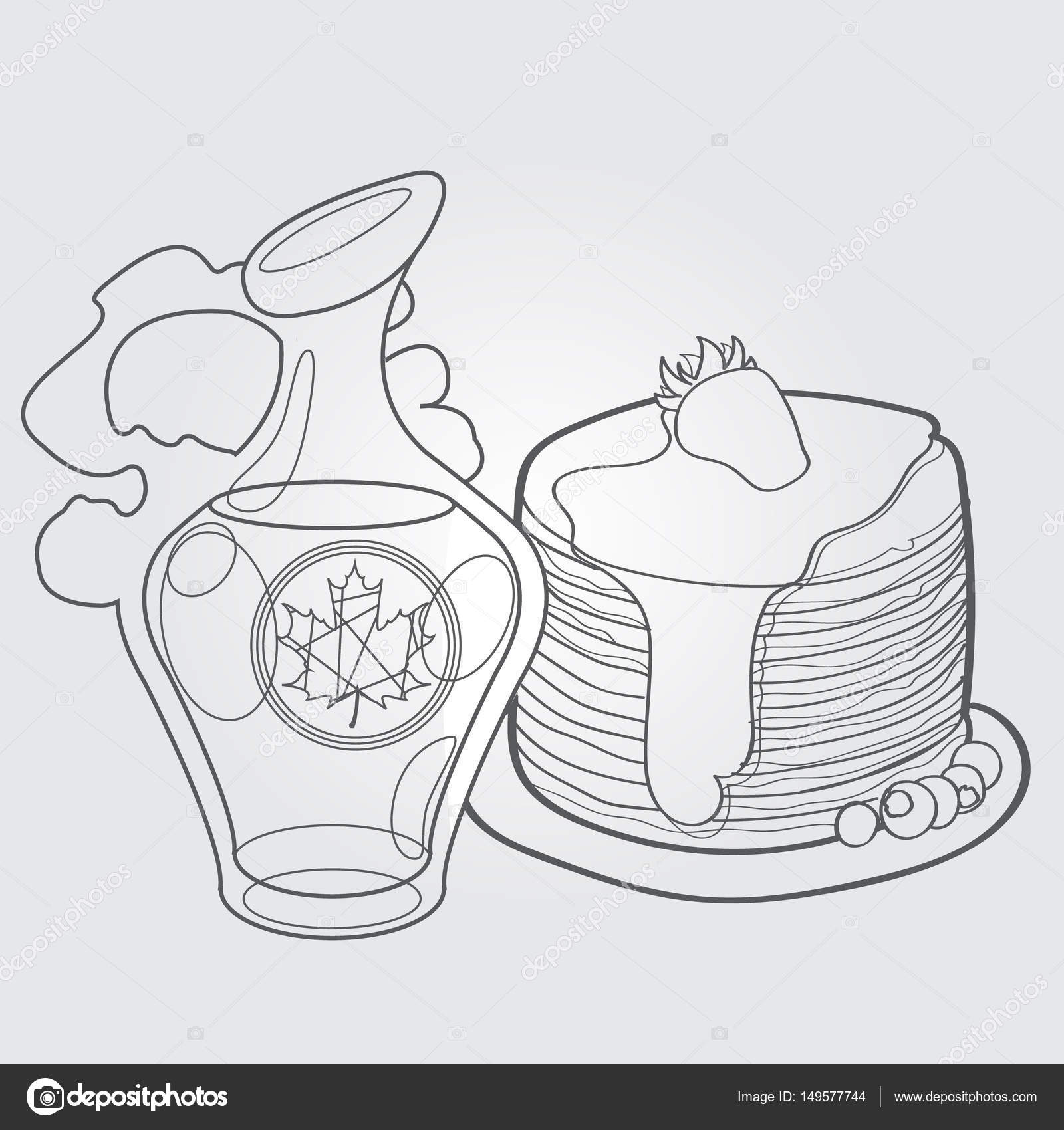 1600x1700 Maple Syrup And Pancakes Stock Vector Filkusto