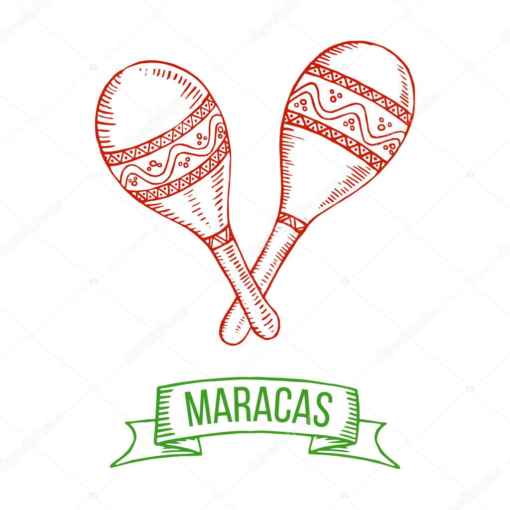 1024x1024 Maracas Hand Drawing Stock Vector