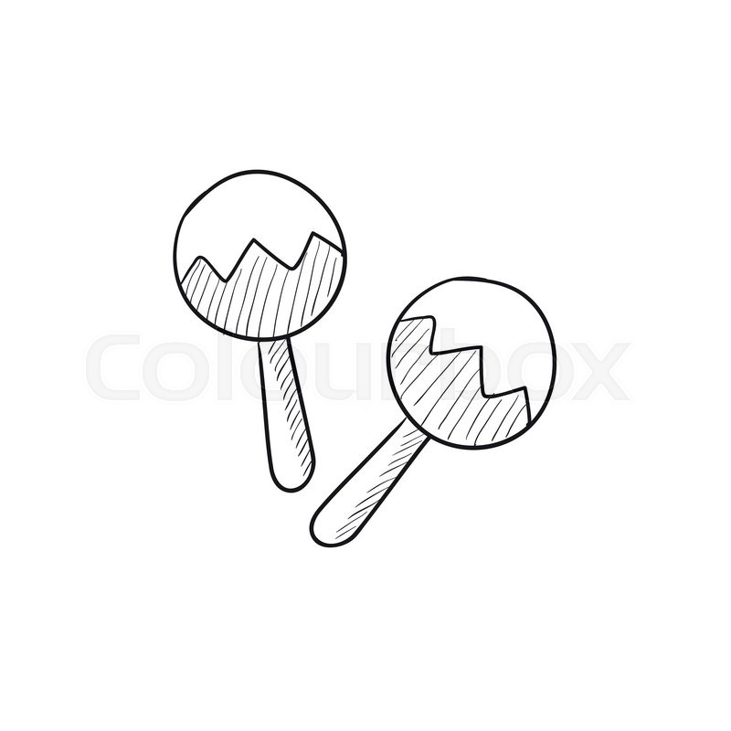 800x800 Maracas Vector Sketch Icon Isolated On Background. Hand Drawn