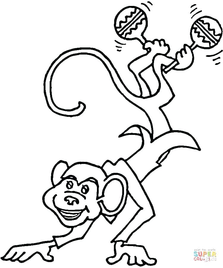 750x904 Trombone Coloring Page Monkey Is Playing Maracas Coloring Pages
