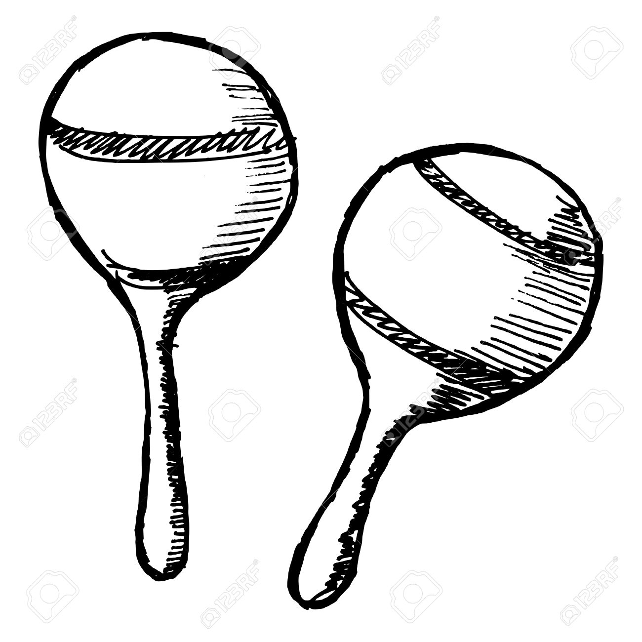1300x1300 Hand Drawn, Sketch, Cartoon Illustration Of Maracas Royalty Free