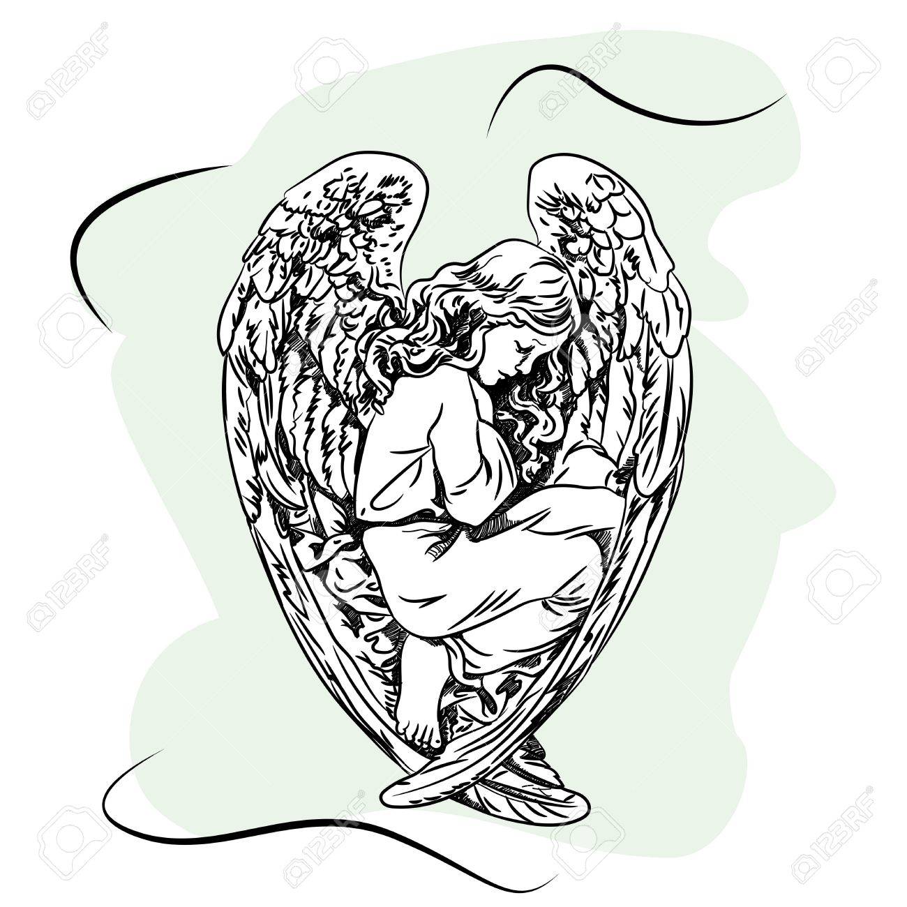 1300x1300 Marble Sculpture Of A Religious Sleeping Angel Child With Wings