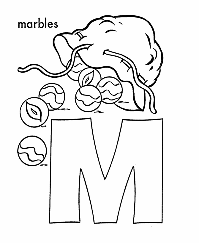 670x820 Abc Alphabet Coloring Sheets M Is For Marbles Honkingdonkey Marble