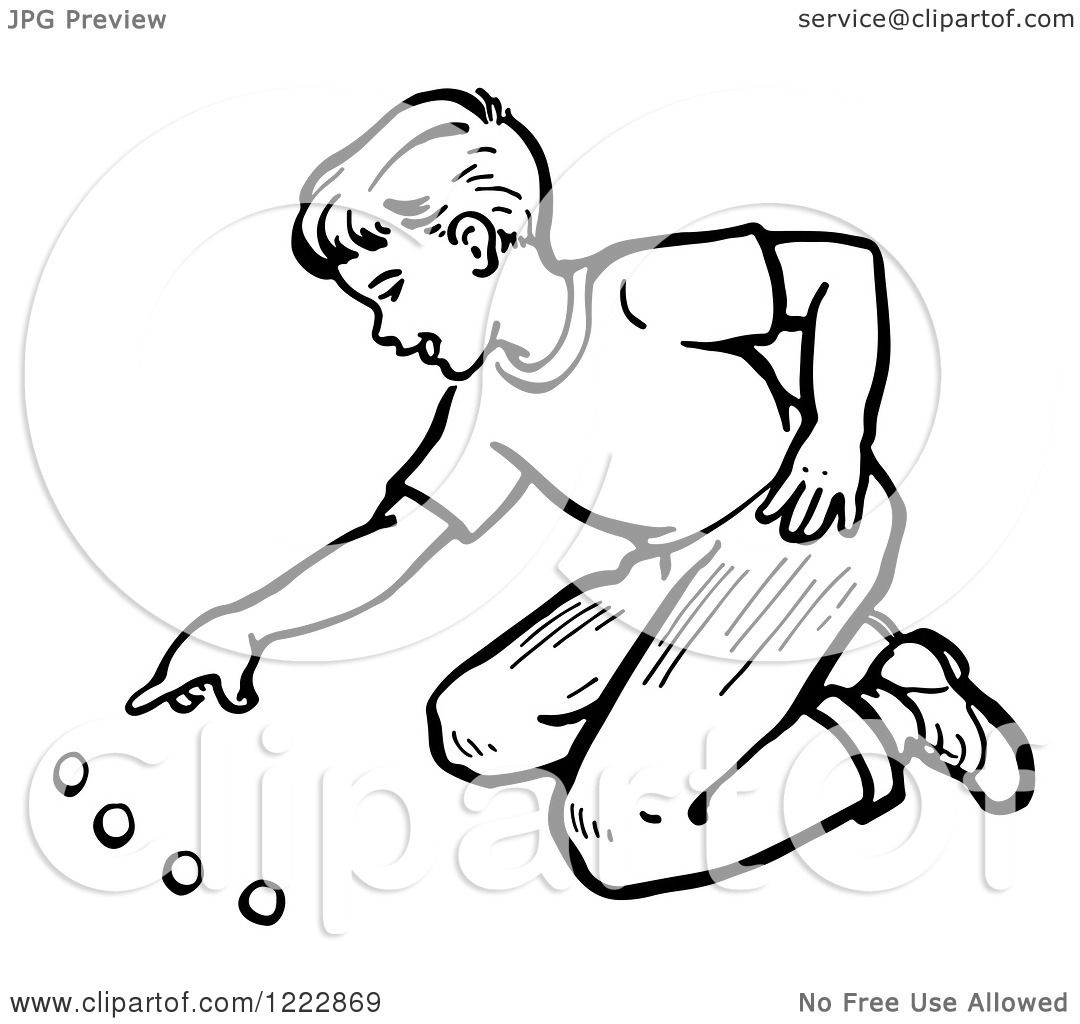 1080x1024 Clipart Of A Retro Boy Playing With Marbles In Black And White