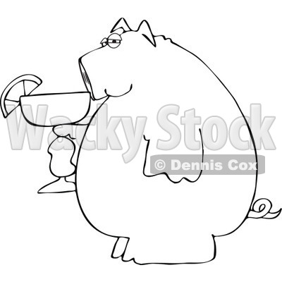 400x400 Of A Black And White Pig Holding A Margarita