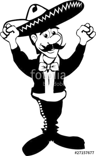 310x500 Mariachi Black And White Cartoon Stock Image And Royalty Free