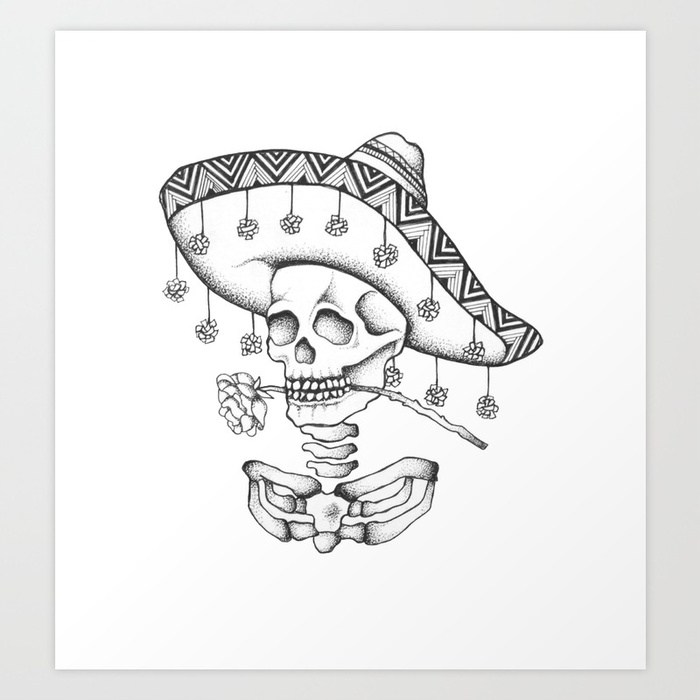 700x700 Mariachi Skull Art Print By Thequeencity Society6