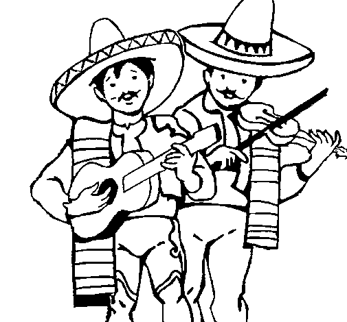 505x470 Mariachi Musicians Coloring Page