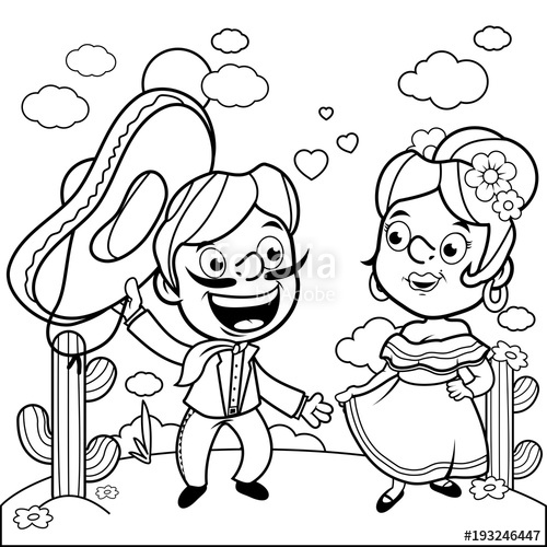 500x500 Mexican Mariachi Man And Woman In The Desert. Black And White